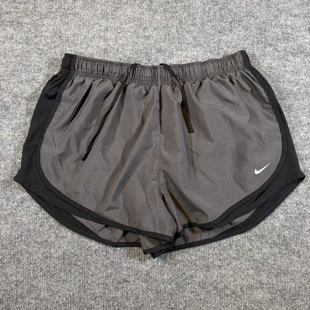 Nike Dri-Fit Shorts Womens XL Gray Tempo Brief Lined Running Gym Drawstring
